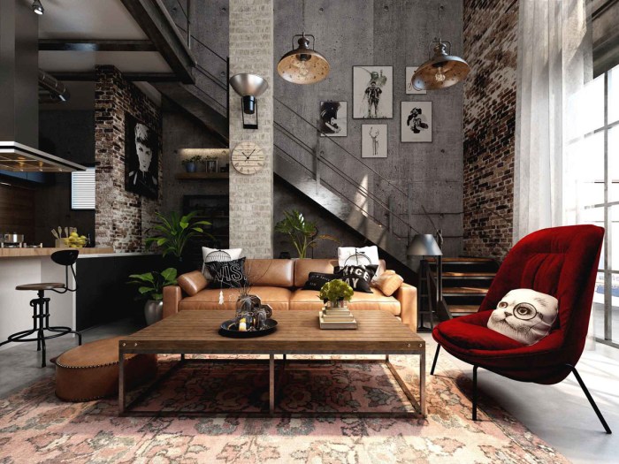 Industrial style brick walls colours decor exposed jewel rich unites but ibrahim fathy visualizer