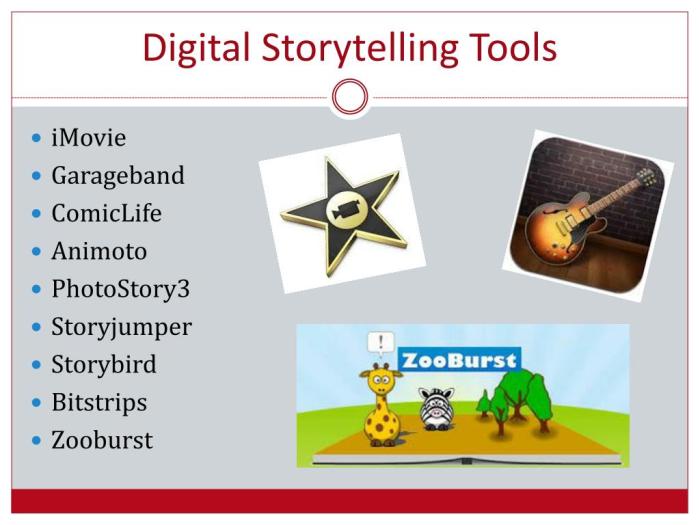 Storytelling digital tools imovie animoto ppt powerpoint presentation garageband bitstrips storybird storyjumper