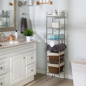 Steel bathroom shelves