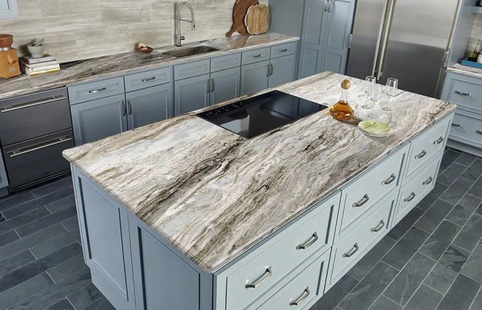 Cabinets cupboards benchtop countertops counter benchtops splashback grey