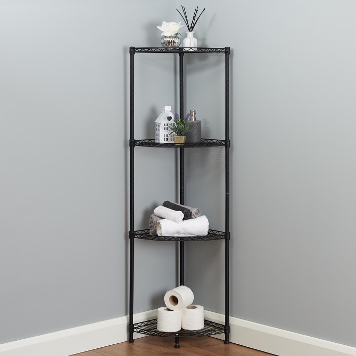 Black corner bathroom shelves storage metal unit rack shelving tier display