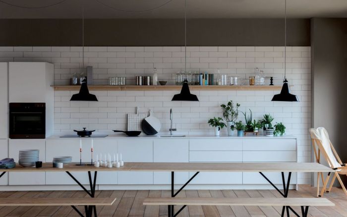 Scandinavian kitchen with greenery accents