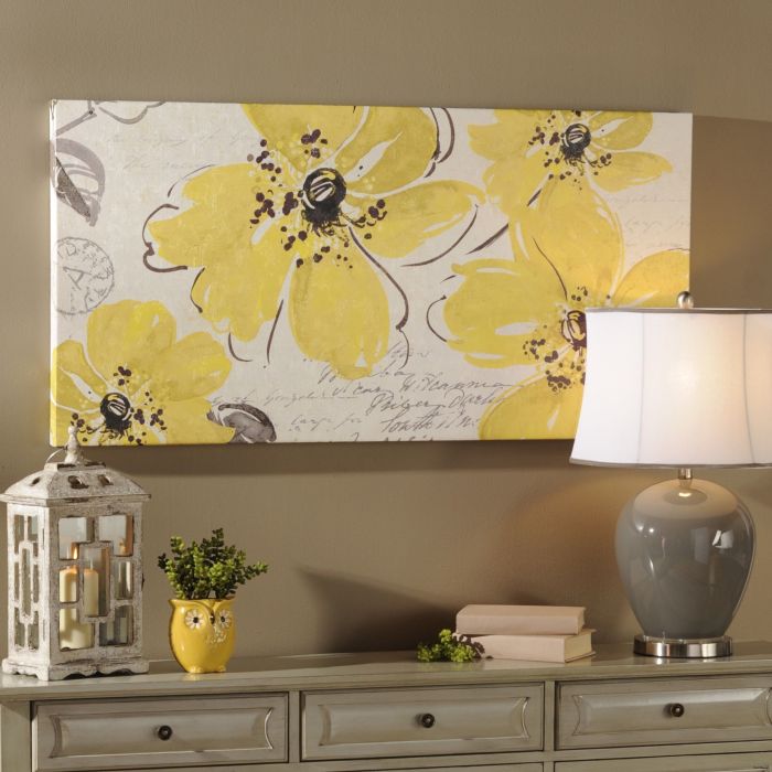 Wall kirklands canvas decor inexpensive painting flower metal ideas vase kirkland yellow room dimensional mirror panels large decorative hanging paintings